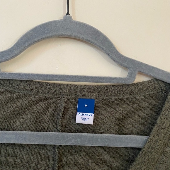 OLD NAVY WOMENS SLOUCHY V NECK OLIVE GREEN HEATHER SWEATER LIGHTWEIGHT COZY - Picture 3 of 5